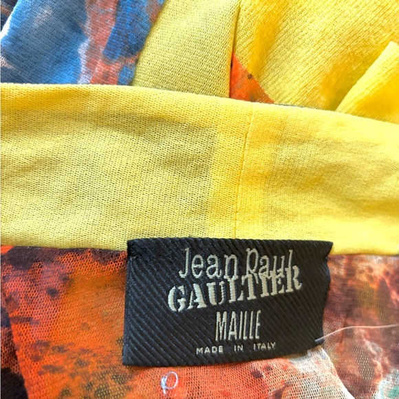 Jean Paul Gaultier 90s Rare Multicolor Kimono Top/Duster mesh wide flared sleeve - Picture 11 of 12